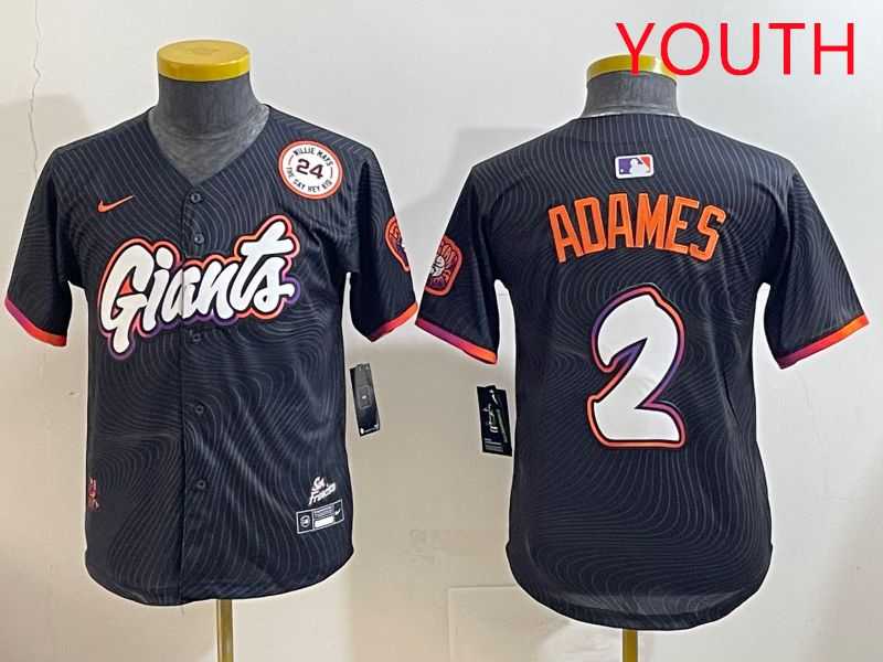 Youth San Francisco Giants #2 Adames Black Joint Name 2025 Nike MLB Jersey style 10